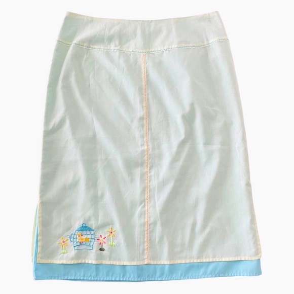 90s Y2k Beverly Mehe Canary Embroidered Skirt - Picture 10 of 10